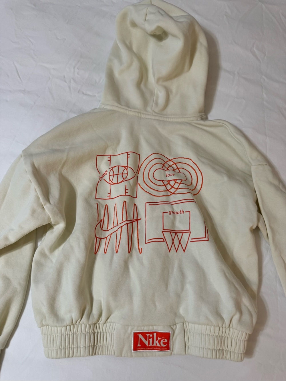 Nike Cream Zip-Up Hoodie with Red Back Graphics